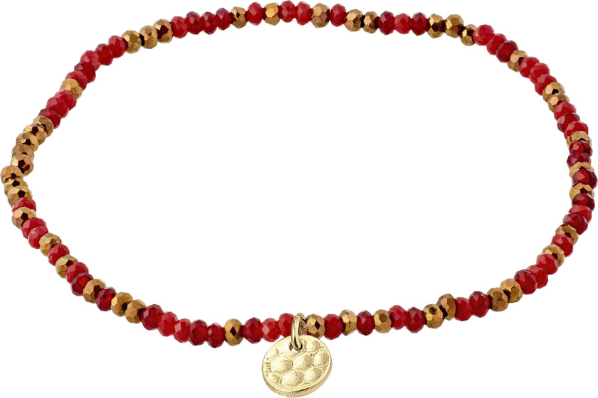 Indie Bracelet red, Goldplated - Perlearmbånd Lycra