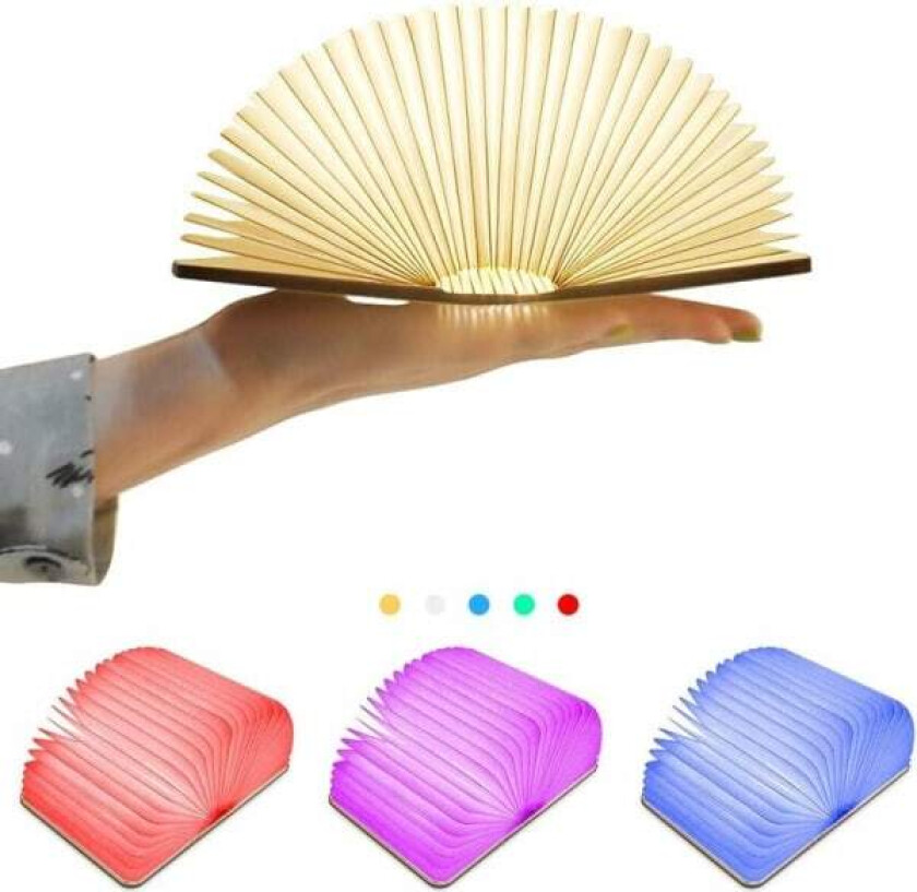 Trelisteboklampe i tre, LED-boklampe, USB-oppladbar stemningsbelysning - Praktisk og vakker kreativ nattlampe, dekorative lys, magnetisk skrivebords-/vegglampe