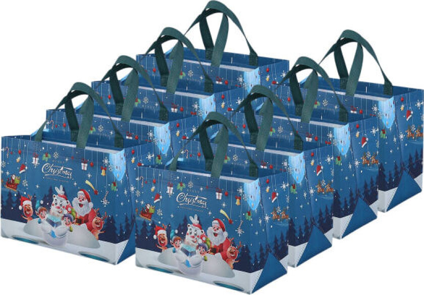 8 stk gjenbrukbare gaveposer - Stor gavepose med håndtak - Julepose, Gavepose, 32,5x25x17 stor størrelse