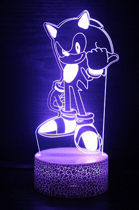 3D nattlampe Sonic gutt Sonic fargerik touch LED bord Svart base: touch + kontroller Black base: touch + controller ZB-2624