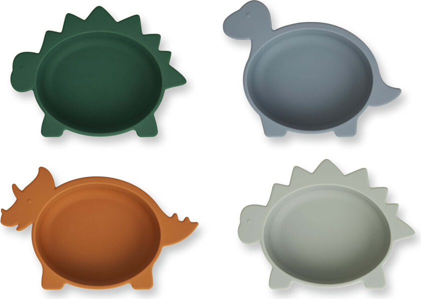 Iggy Dino Skåler Silikon 4-Pack, Blue Multi - Bestikk & Servering - Silikon