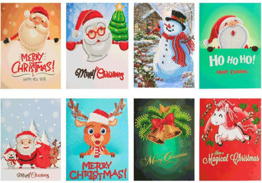 Mub- Gratulasjonskort diamantmaleri 8 sett individuelt innpakket for å sende verktøy DIY-gave Julehilsningskort 1