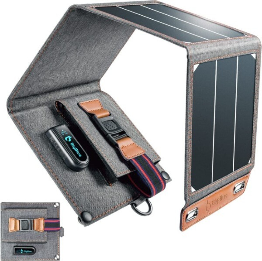 BigBlue 14W bærbar solcellepanel, ultralett, USB-port
