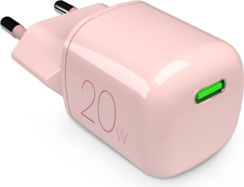 Vegglader GaN 20W med USB-C Port - Pink