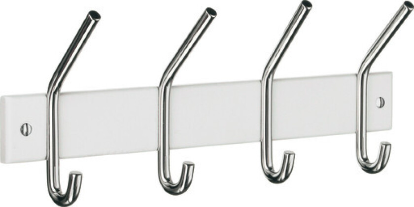 Klesstativ, 4 kroker, Hvit/forkrommet rustfri