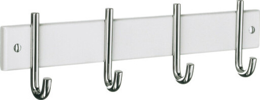 Klesstativ, 4 kroker, Hvit/forkrommet rustfri