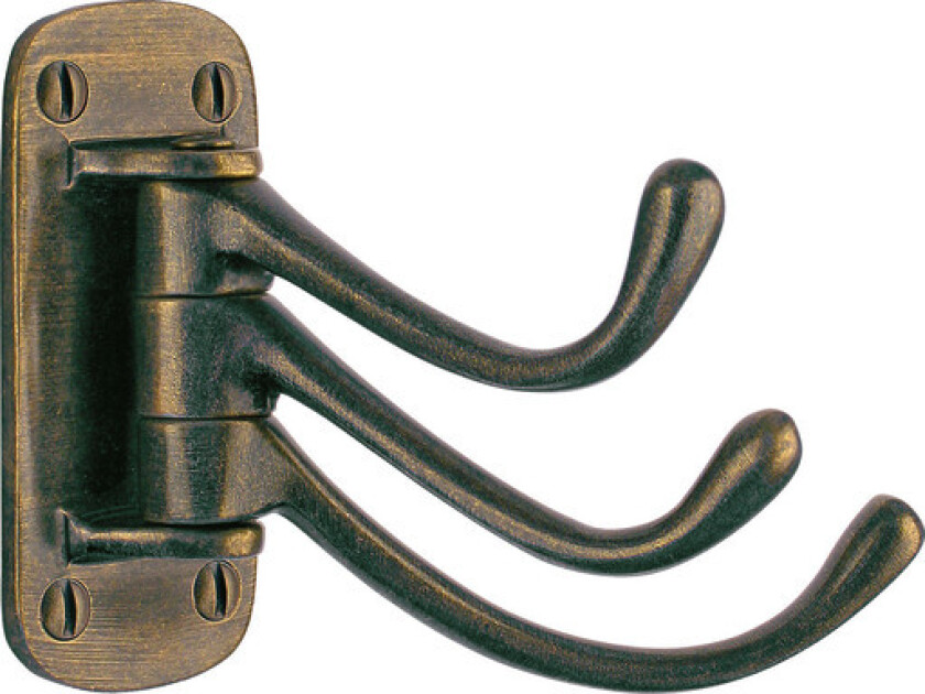 Svingbar trippelkrok, antikkbehandlet messing