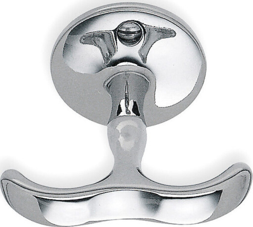 Hyllekrok, dobbel, polert krom, høyde 56 mm