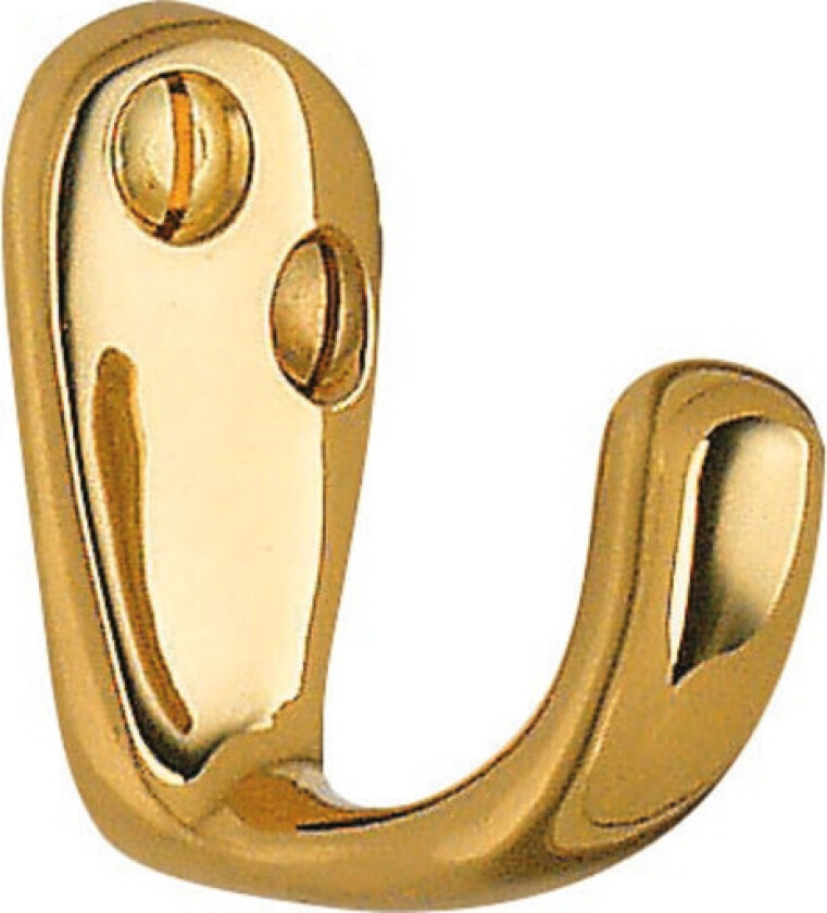 Enkel krok, polert messing, høyde 38 mm