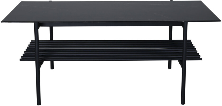 VonStaf sofabord med hylle 60x120 cm glass svart marmor dekor.