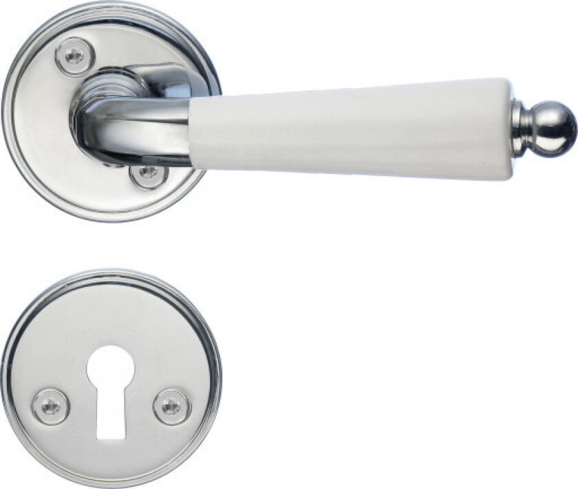 Innendørs håndtak, polert krom/hvit ABS-plast