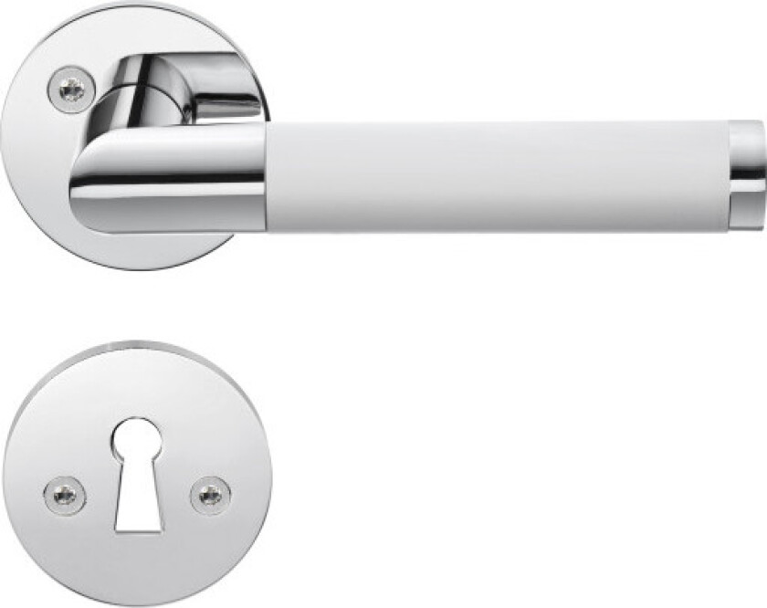 DESIGN Innendørs håndtak, polert krom/hvitt stål