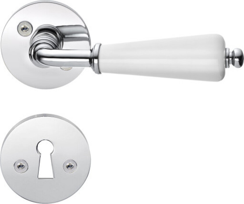 DESIGN innendørs håndtak, polert krom/hvitt håndtak