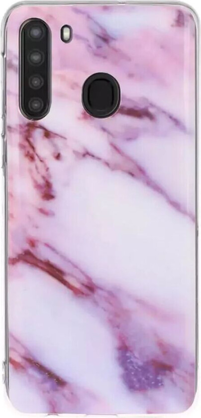 Samsung Galaxy A21 Fleksibel Plast Bakdeksel med Marmor Print - Lilla Marmor