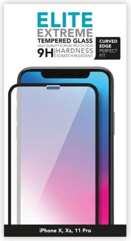 Elite Extreme Curved Skjermbeskytter for iPhone X, Xs og 11 Pro