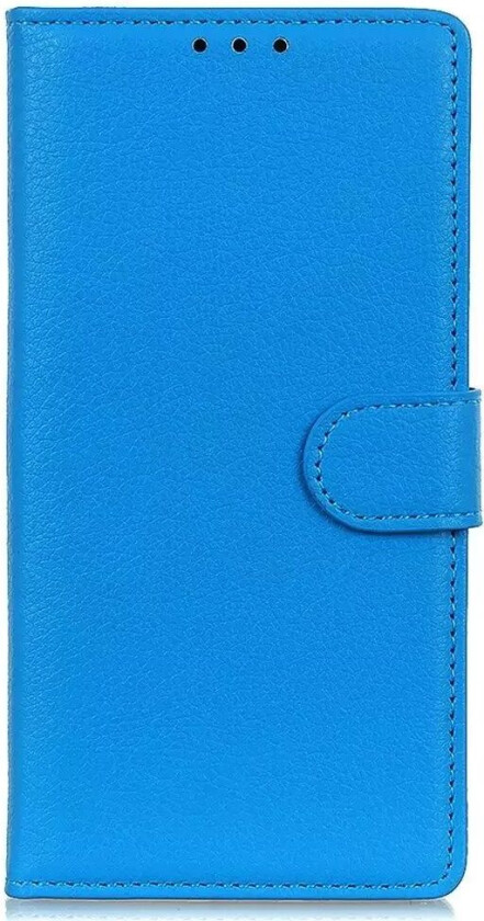 iPhone 14 Pro Litchi Flip Deksel i Skinn med Lommebok og Magnetisk Lukking - Blå