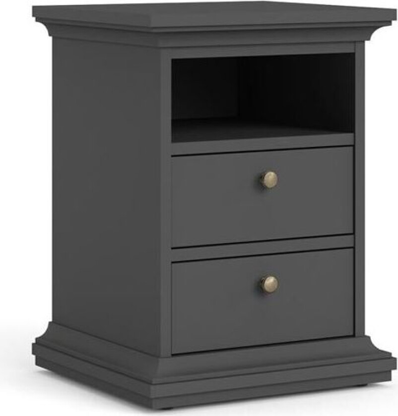 Venedig nattbord smal 2 skuffer og 1 rom matt grå.