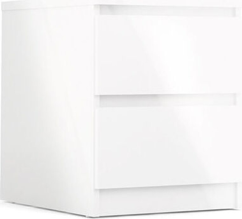 Nada nattbord med 2 skuffer, hvit høyglans.