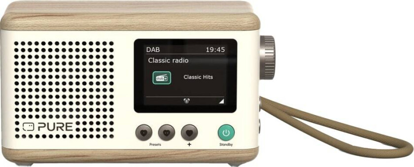 Classic Mini bærbar digitalradio (bomullshvit, eik)