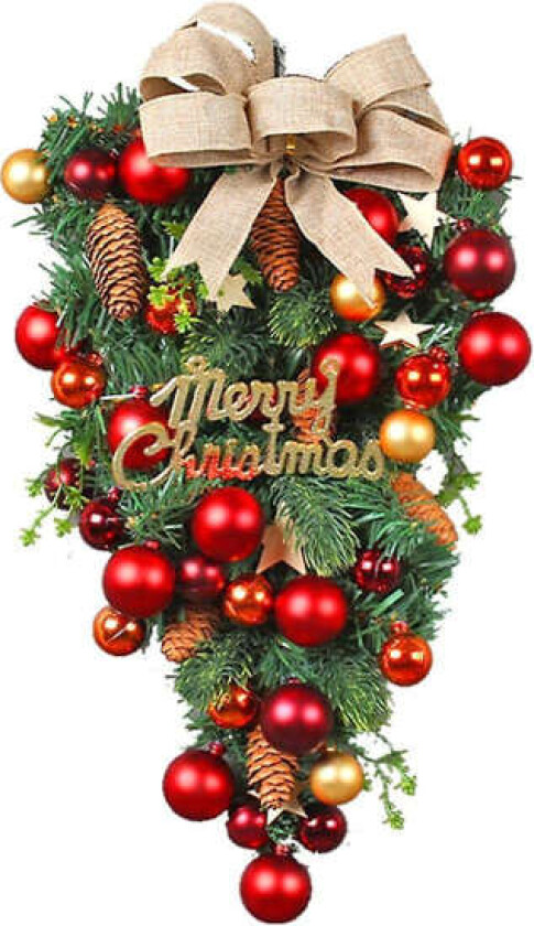 Julekrans Dekorativ Hengepynt Kunstig Julekrans Dekorasjon for inngangsdør, vegg, peis