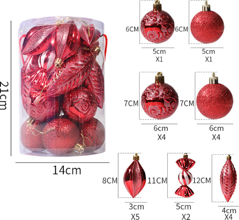 Julekuler Plastjulekuler for julepynt red