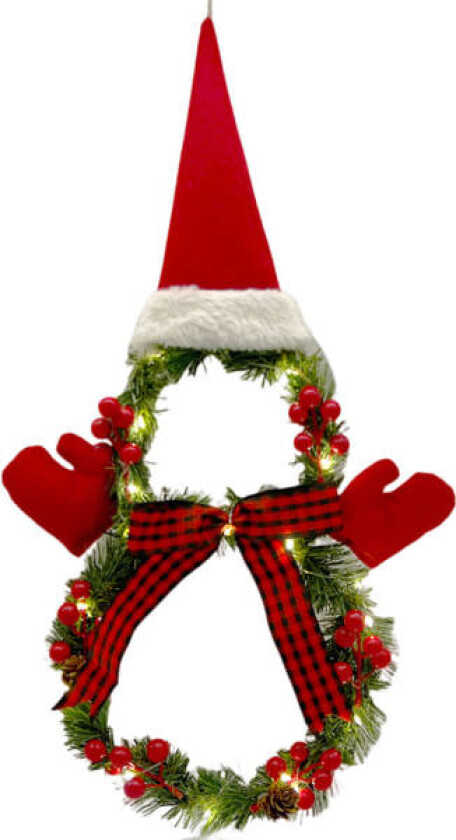 Jule Snømann Krans Nisse Lue Krans Led Snømann Julekrans Front, 40*28cm