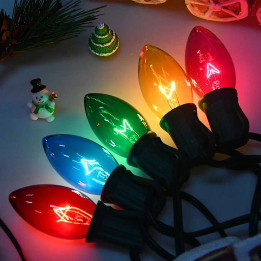 Bilde av C7 Flerfarget Julelys Vintage Juletrelys Innendørs Ut C9-25Lights