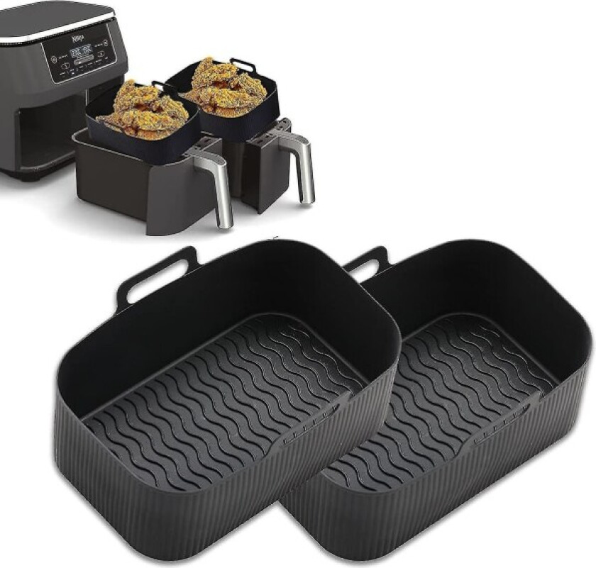 Airfryer i silikon for Ninja Air Fryer Dobbel, Gjenbrukbare Air Fryer Silikonfôr for Ninja Air Fryer Tilbehør, Airfryer Liners Airfryer Access