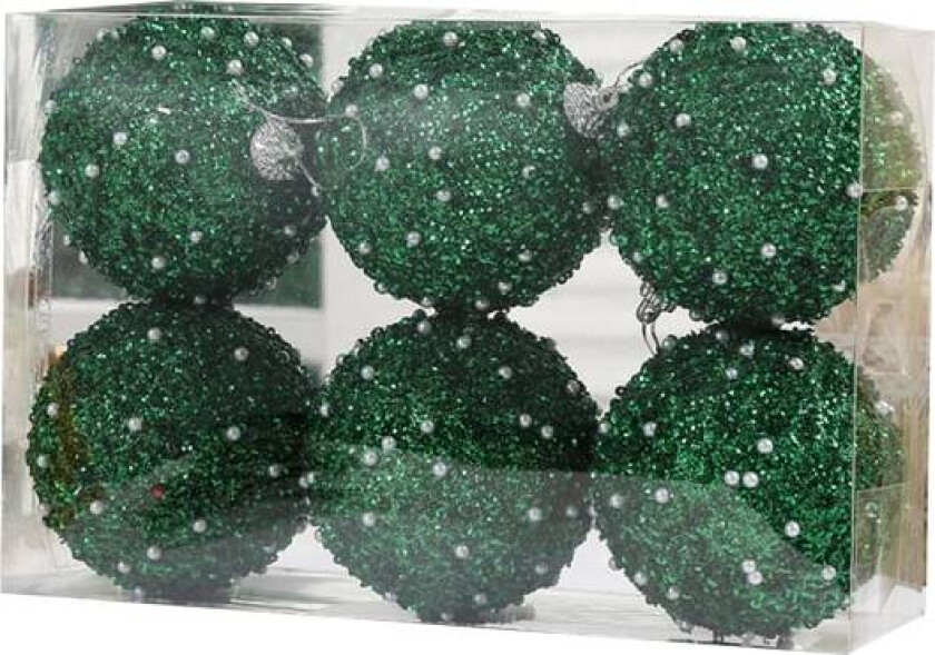 6 stk. julekule-ornamentsett julepyntsett med hengetau Xmas hengende dekor (grønn, 24cm*16cm*8cm) Green