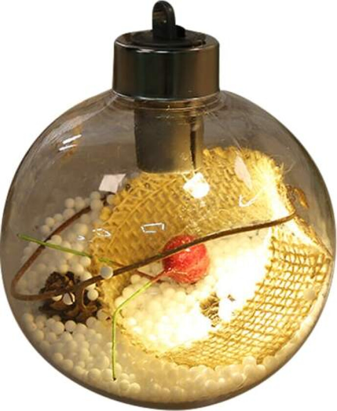 Julekule i gjennomsiktig plast med LED-lys, julepynt til treet