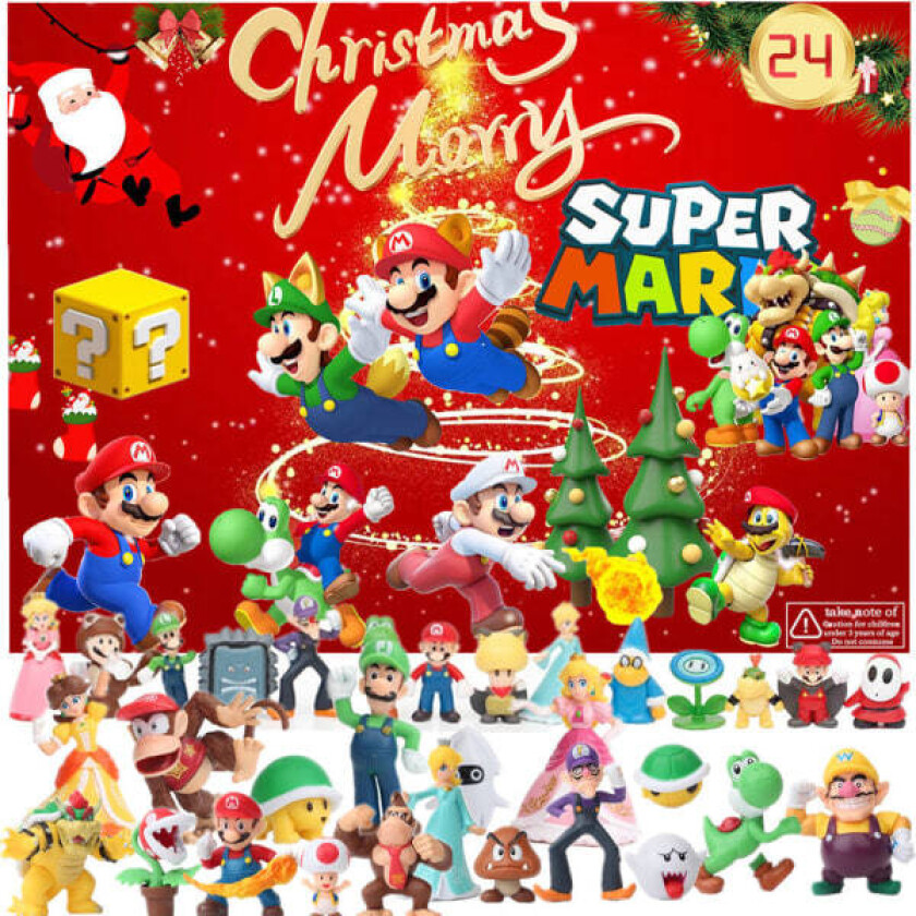 REMAKE Super Mario Barnas Julekalender 2023, 24 overraskende julegaver med fargerike Mario-leker