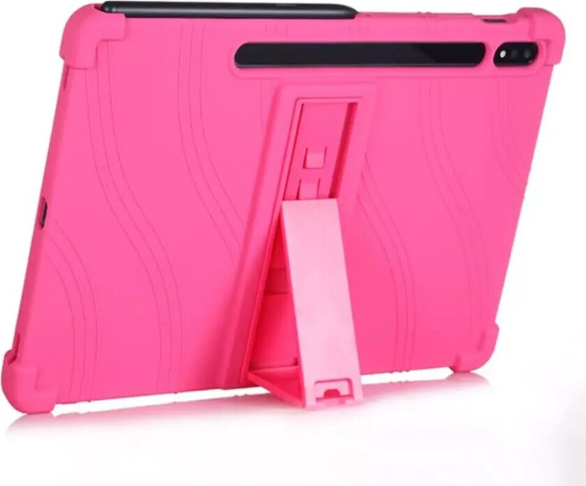 Samsung Galaxy Tab S7 Plus 12.4" Silikon Deksel m. Stativ - Rosa