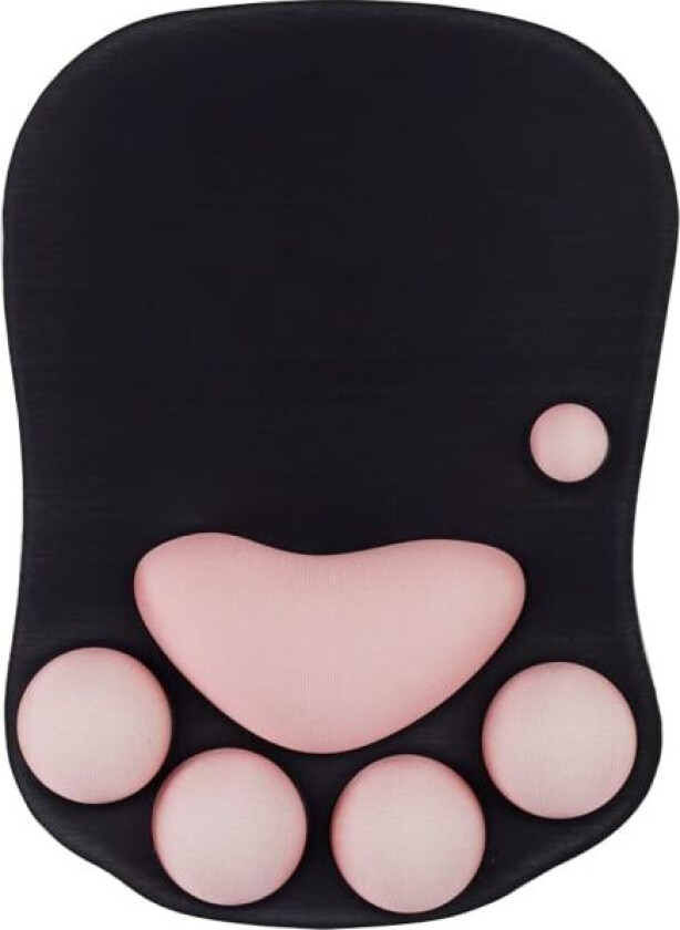 Musematte med kattepote og håndleddstøtte, bærbar ergonomisk anti-skli spillmusematte for å lindre håndleddssmerter (10,7X7,7X1,1 tommer) (Svart Sakura)