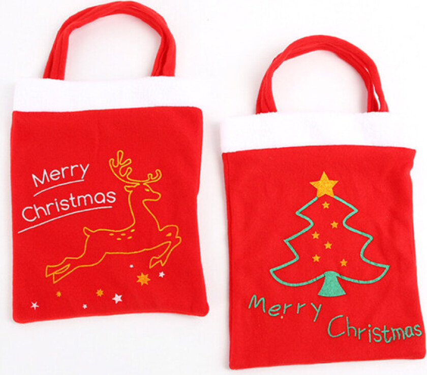 Juletrykt gavepose juletre elg gaveinnpakningspose med håndtak for festferie