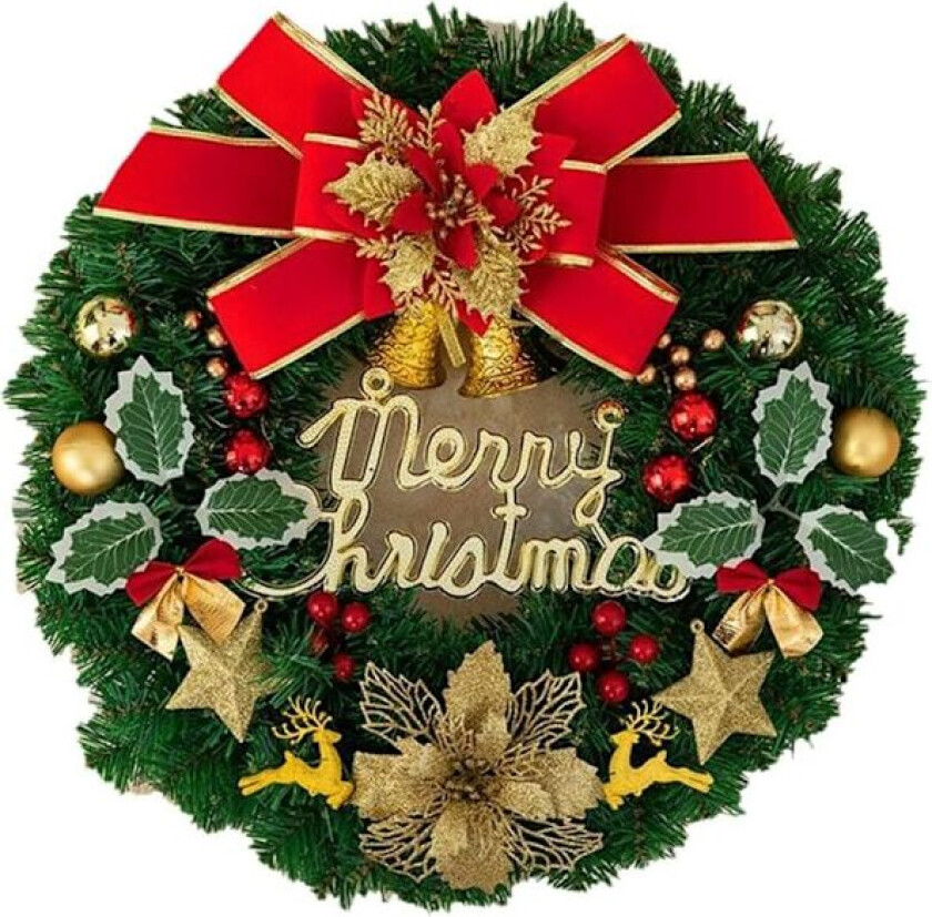 Julekrans Dekorasjon 30Cm Juletre Kjøpesenter Hotell Vindu Dør Henge Girland Ferieprodukter Rød 1
