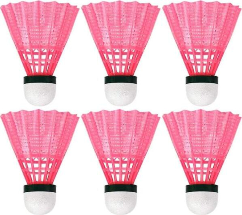 6 stk. Plast Badminton Ball Slitesterk Sports Treningsball Shuttlecocks Spillballer For Utendørs Skole Treningstilbehør - Rosa