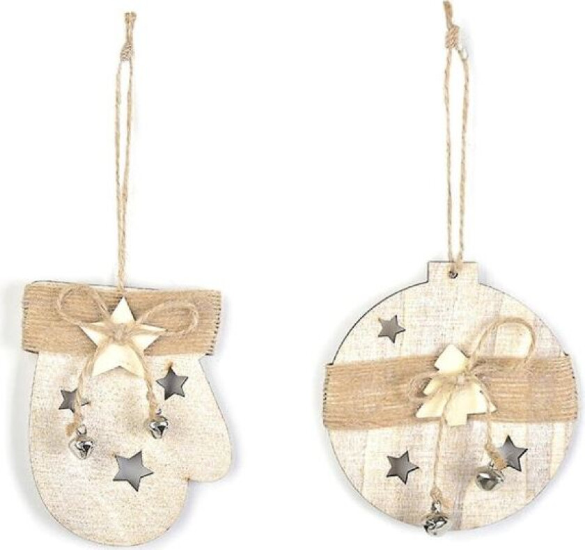 2 stk. juletrær i tre, for juletrær, festdekorasjoner, juledekorasjoner (hansker + julekule)