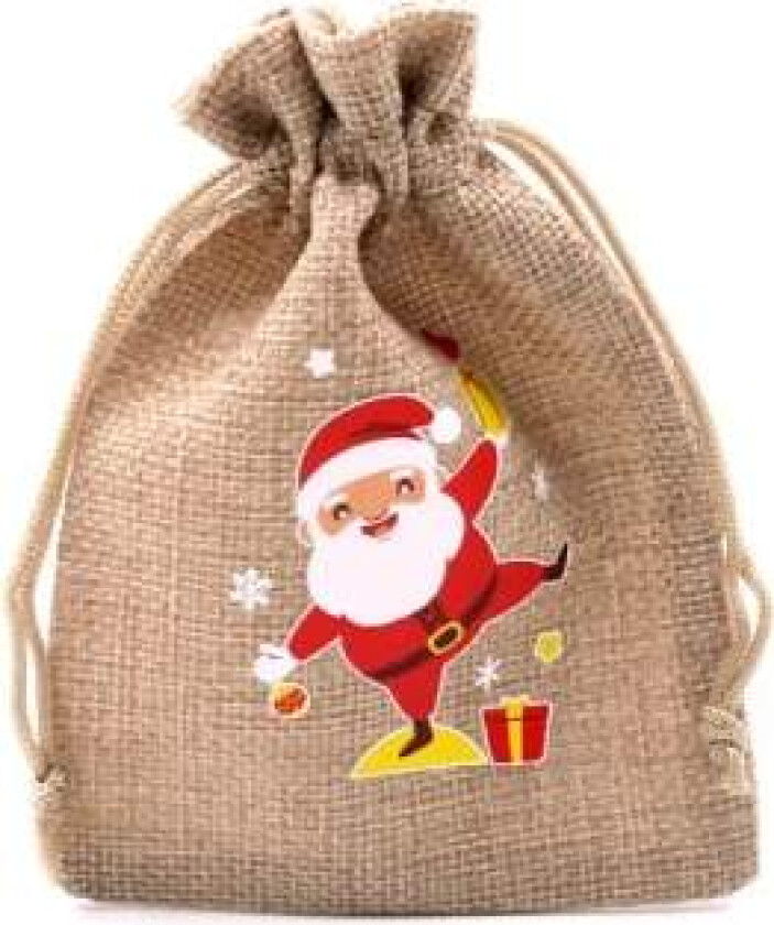 Mub- 10x14cm Julegaver Festdekorasjoner Julelin Candy Bags Med Snøringer Jute Burlap Gavepose Burlap Bag X2072 S02-1 Santa claus