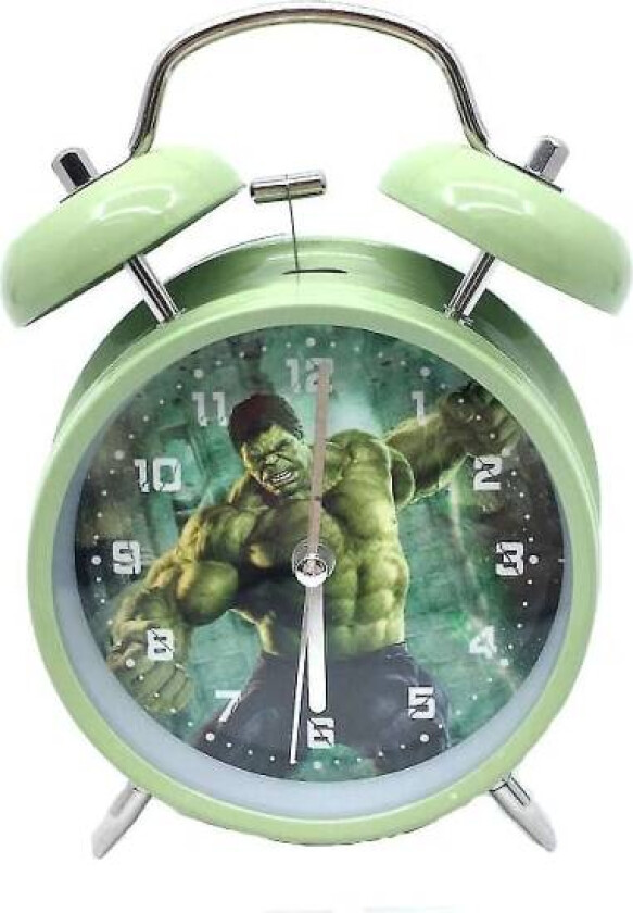Grønn Hulk Tvillingklokke Anime Vekkerklokke, ikke-tikkende analog klokke