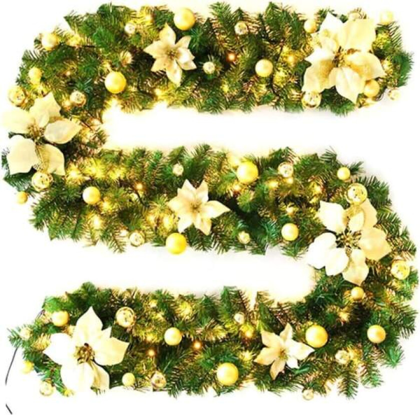 Julekrans med LED-lys, 2,7 m