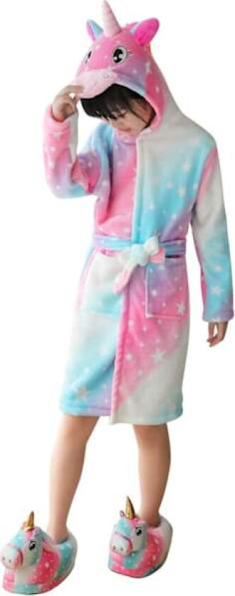 Barnas badekåper Badekåpe 3D Enhjørning med hette, Jenter Gutter Fleece Myk Kigurumi Tegneserie Morgenkåpe Nattøy Pyjamas Lommer C-enhörning 5 120