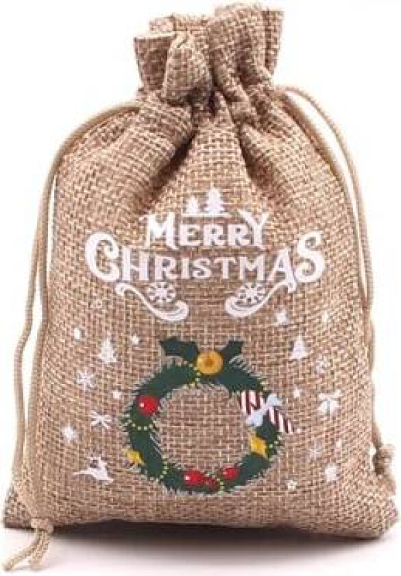 Mub- 10x14cm Julegaver Festdekorasjoner Julelin Candy Bags Med Snøringer Jute Lerret Gavepose Lerret Bag X2072 SD04-11