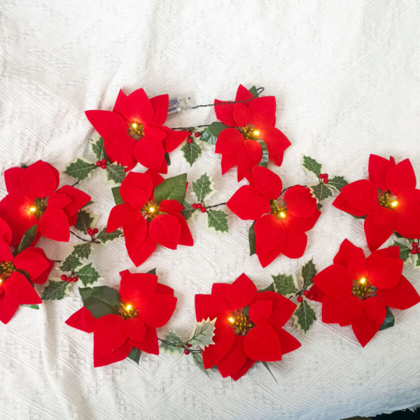 2 stk julekrans med julestjerne 2m julestjerne fløyel kunstig