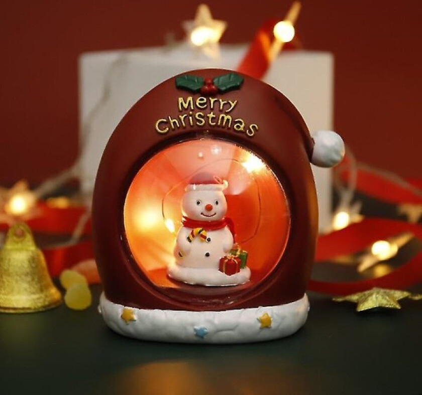1 stk jule-LED-lampe, rund julekule nattlampe, lys opp julefigur, skrivebordsdekorasjon for sesongbruk til hjemmet, soverom, 11*11 cm