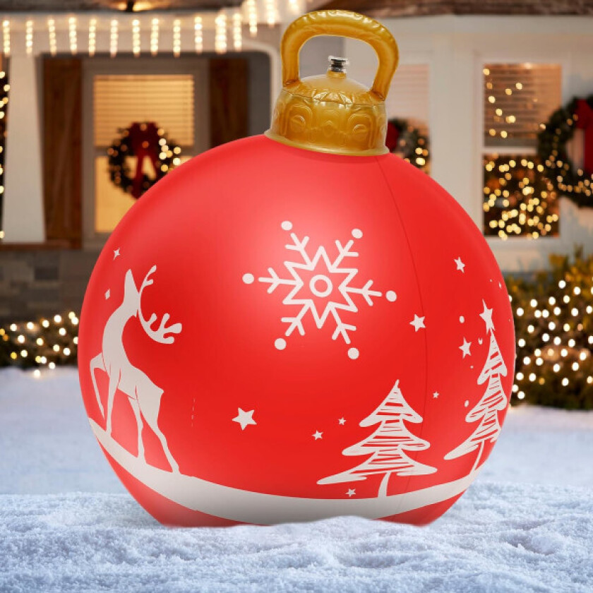 Oppblåsbar julekule 60cm Stor utendørs jule PVC oppblåsbar ball gigantisk oppblåsbar ball dekorasjoner gjenbrukbar julenisse snømann 1