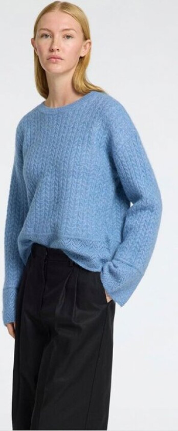 Slfalva Structure LS Knit Oneck Str L - Gensere