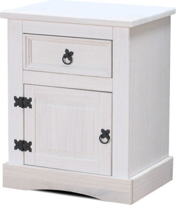 New Mexico nattbord bredde 53 cm, høyde 66 cm med 1 skuff og 1 dør hvit/voks.