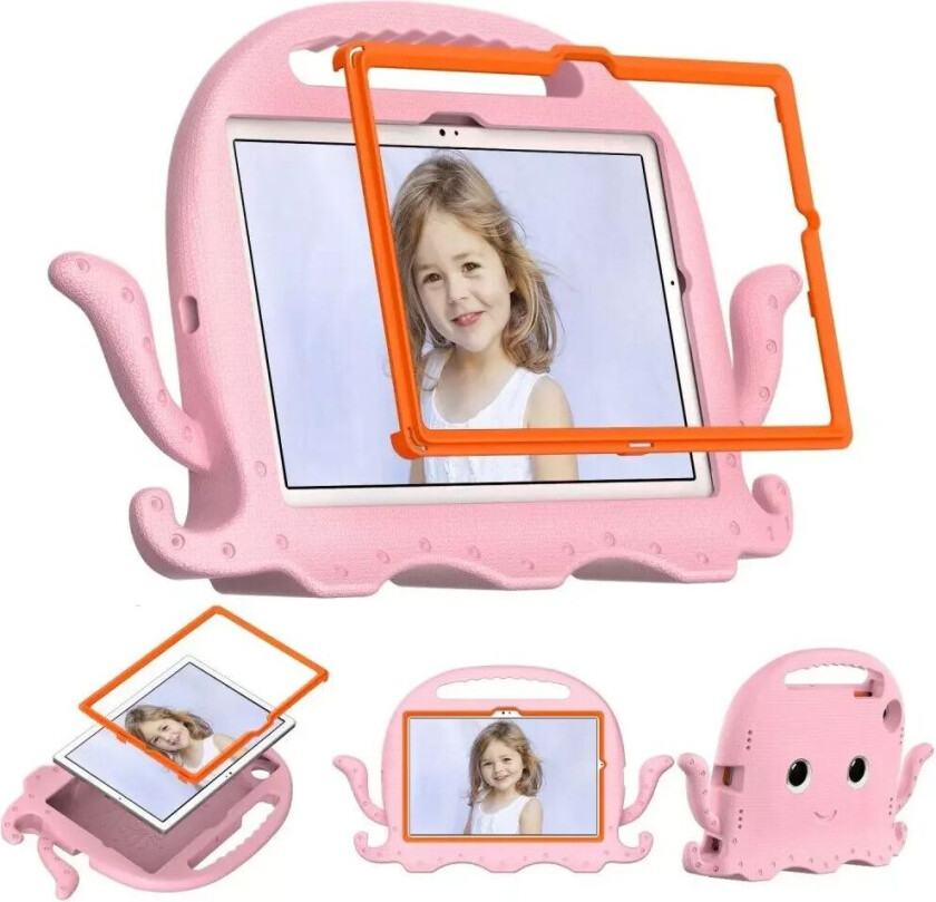 Samsung Galaxy Tab A8 10.5" (2021) Barnedeksel m. Stativ - Octopus - Baby Pink