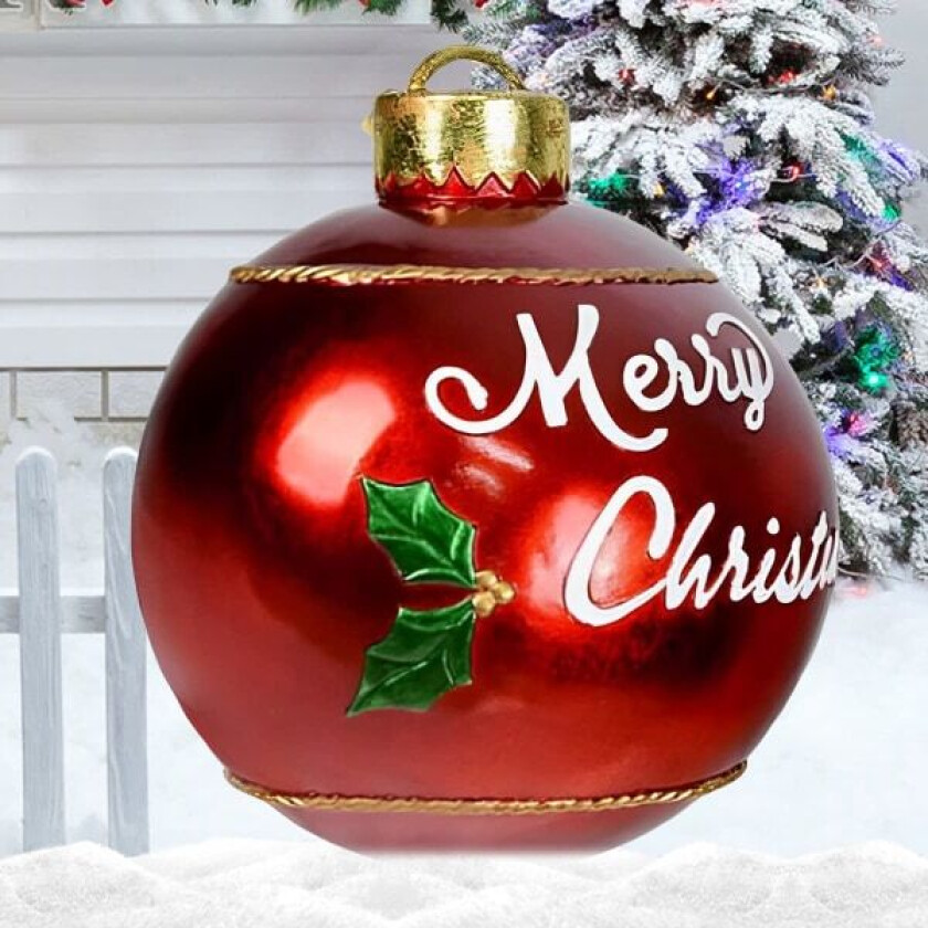 Oppblåsbar julekule 23,6 tommer gigantisk PVC julekule til oppblåsing rød gjenbrukbar oppblåsbar dekorert julekule julepynt