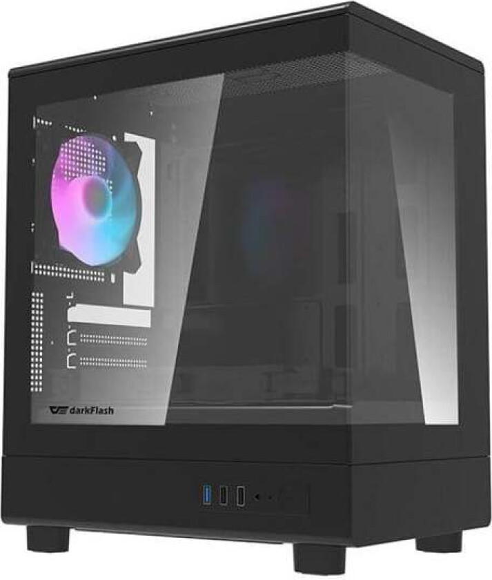 DB330M computer case + 3 aRGB fans (black) - Kabinett - Minitower - Svart